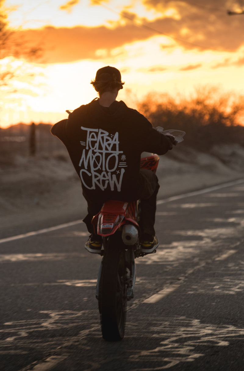 MOTO CREW - BLACK MIDWEIGHT HOODIE