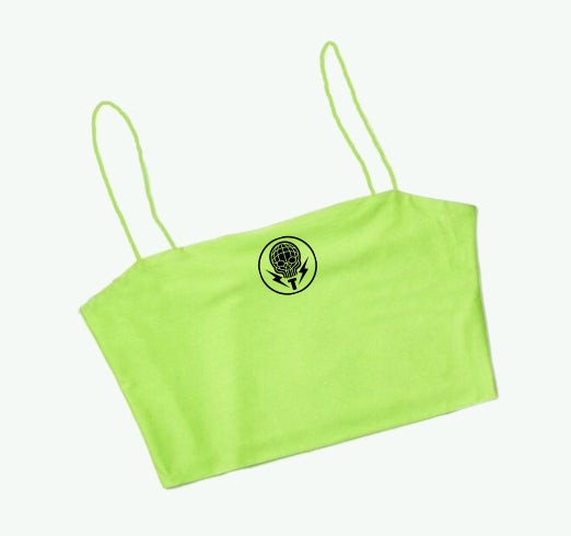 SKULL - LIME GREEN CROP TOP