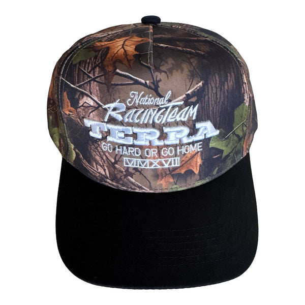 NAT`L RACE TEAM - REAL TREE CAMO HAT WHITE TEXT
