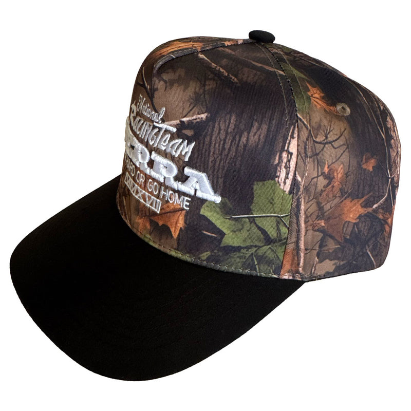 NAT`L RACE TEAM - REAL TREE CAMO HAT WHITE TEXT