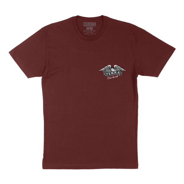 DRIVE LIKE HELL - BURGUNDY TEE